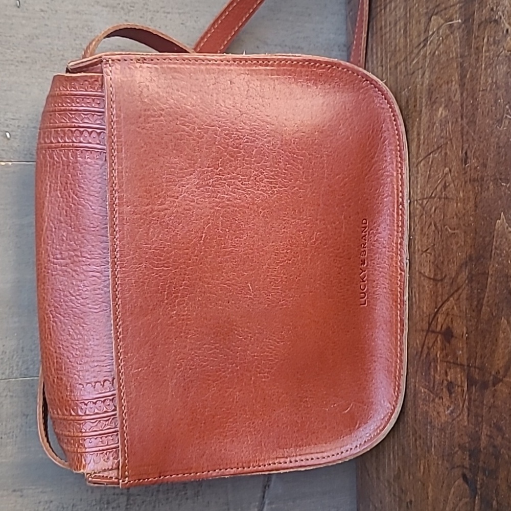 Lucky Brand Reddish Brown Leather Crossbody Bag with Tassel - Picture 2 of 9